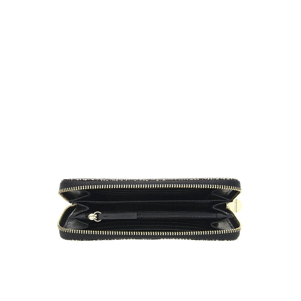 Large Borbonese women's wallet with a textured leather exterior and multiple card slots, stylish and functional accessory.