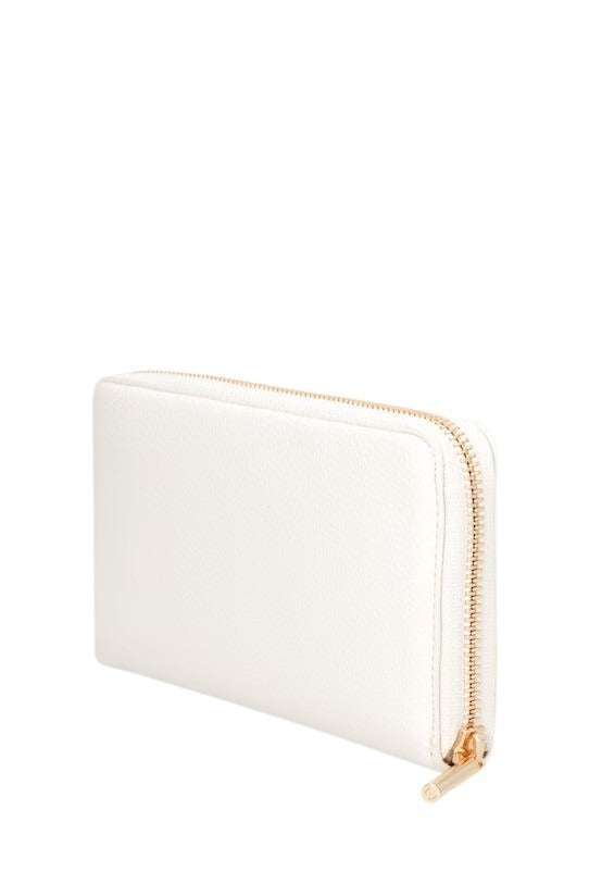 Liu Jo women's wallet in black leather with silver logo, featuring multiple card slots and a zip coin pocket.