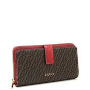 Liu Jo women's wallet with multiple card slots and zipper closure, made of smooth leather in black.