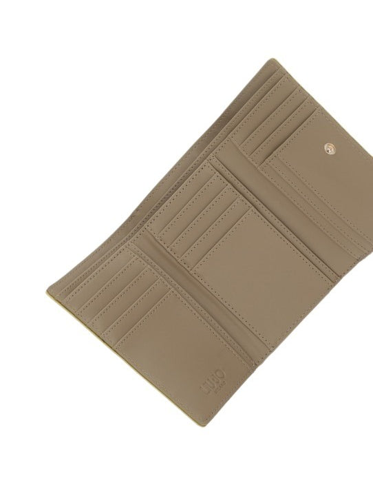 Liu Jo women's wallet in black leather with silver hardware, compact design, and multiple card slots.