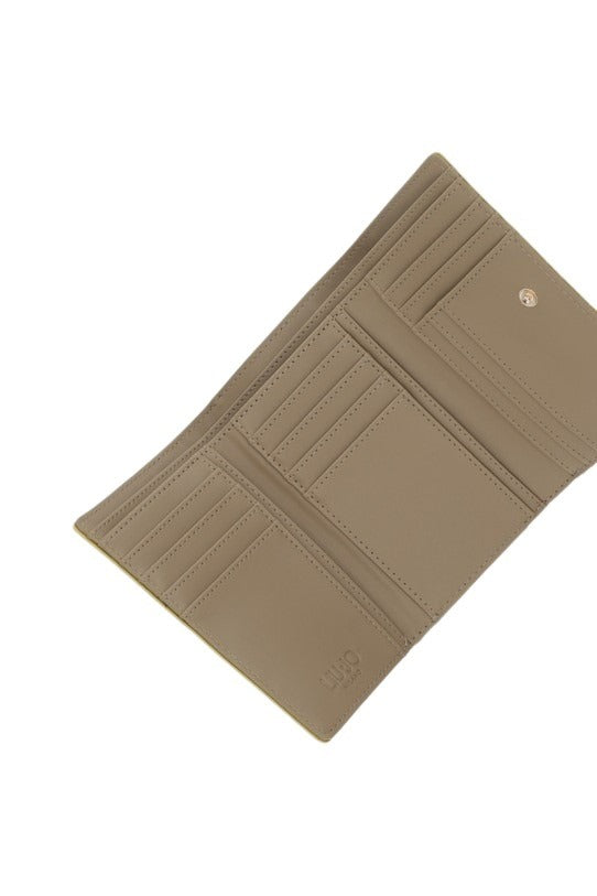 Liu Jo women's wallet in black leather with silver hardware, compact design, and multiple card slots.