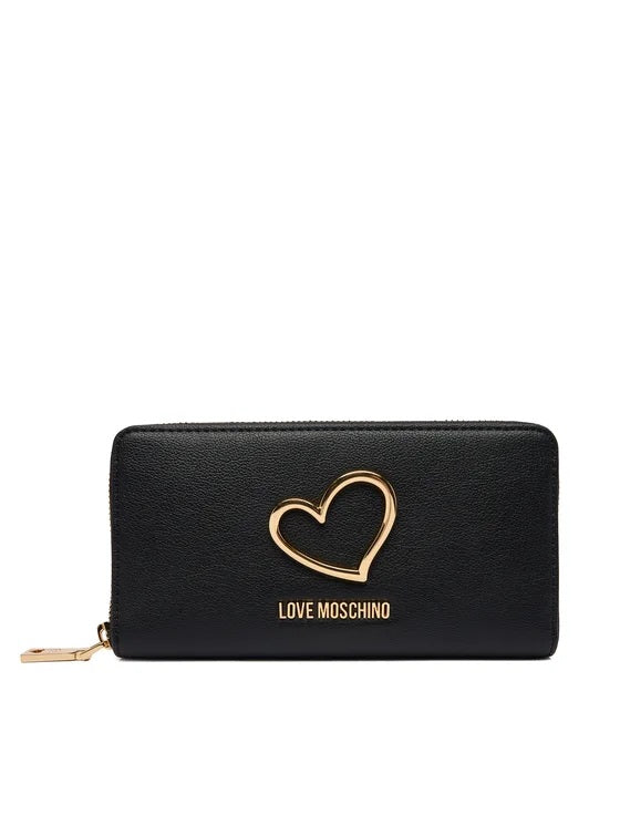 Love Moschino women's wallet featuring colorful designer print and compact design, perfect for stylish accessorizing.