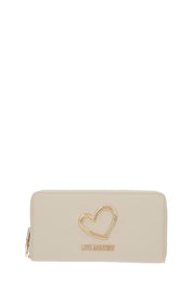 Love Moschino women's wallet featuring a colorful design, compact leather accessory with brand logo and multiple card slots.