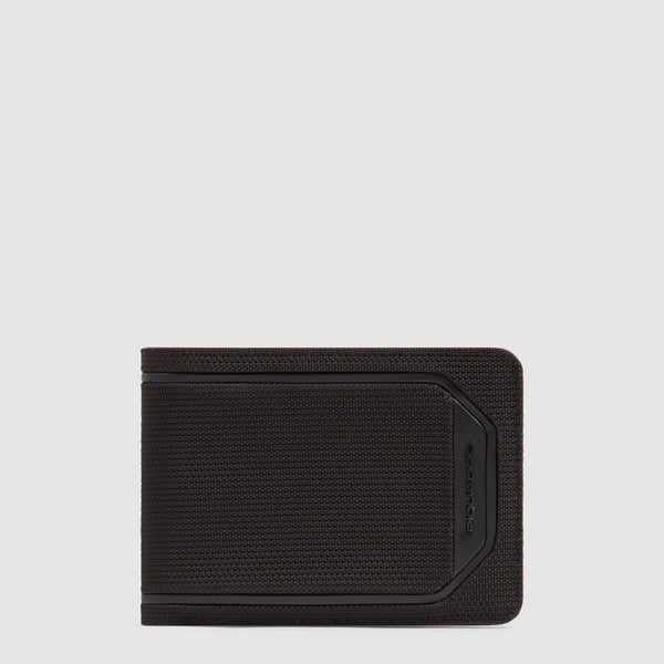 Leather men's Lyss Piquadro wallet with multiple card slots and a sleek design, featuring the brand's logo on the front.