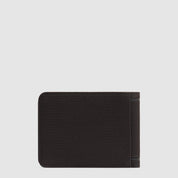 Piquadro Lyss men's wallet in black leather, featuring multiple card slots and a sleek, minimalist design.