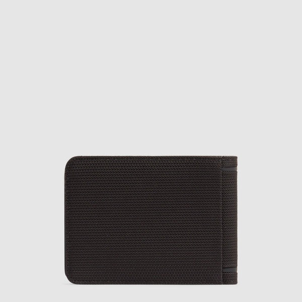 Piquadro Lyss men's wallet in black leather, featuring multiple card slots and a sleek, minimalist design.