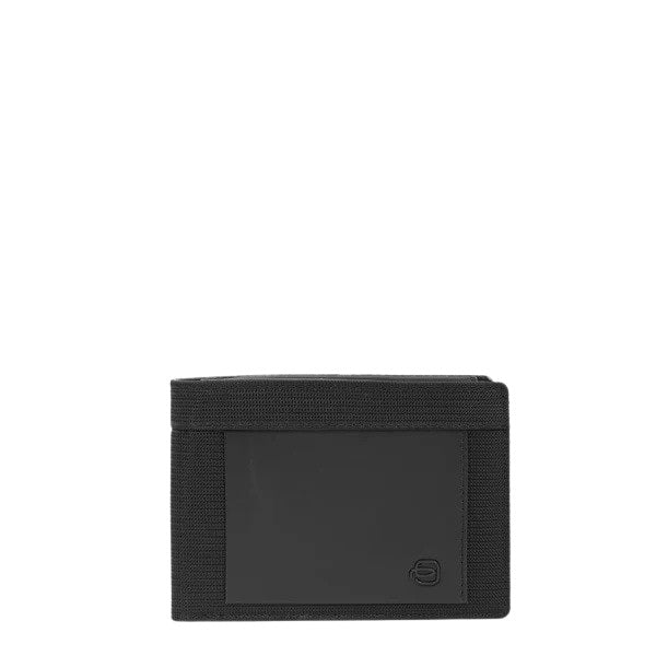 Piquadro Orion men's wallet made of textured leather with multiple card slots and a sleek design.
