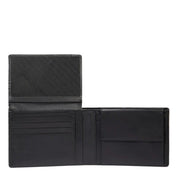 Piquadro Orion men's wallet in textured leather with multiple card slots and a sleek design.