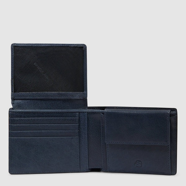 Piquadro Portafoglio Solm uomo in pelle con scomparti per carte e contanti, accessorio di minuteria elegante e compatto.