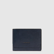 Piquadro Portafoglio Solm in leather, men's wallet with multiple card slots and sleek design, black color.