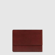 Piquadro Portafoglio Solm in brown leather, men's wallet with multiple card slots and cash compartment, minimalist design.