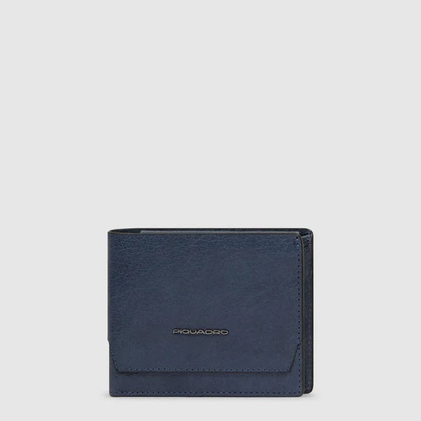 Piquadro Portafoglio Solm in leather, men's accessory with multiple card slots and a sleek design.