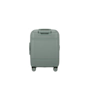 Samsonite cabin trolley bag with sturdy handle and four wheels, designed for lightweight travel and easy maneuverability.
