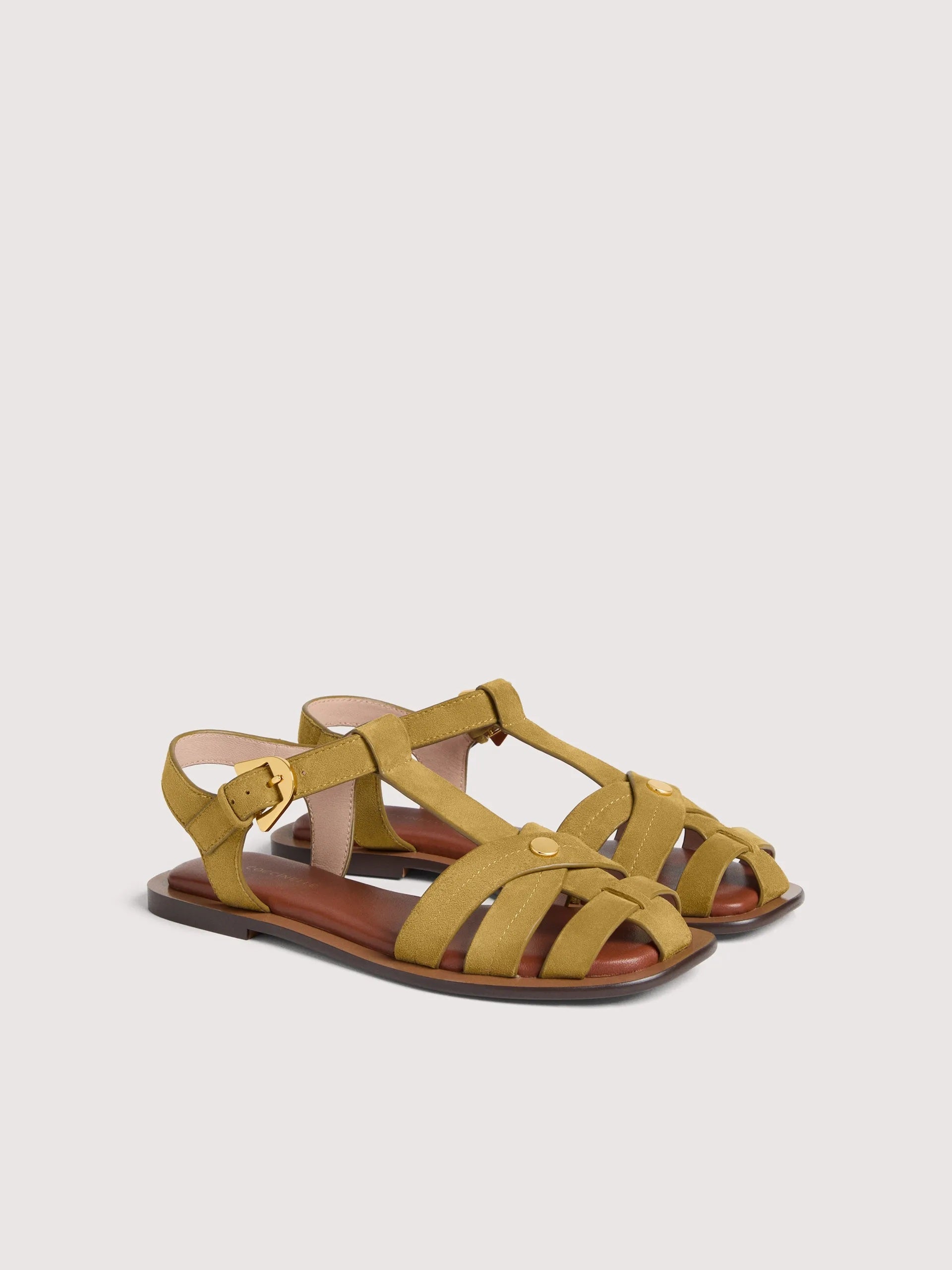 Coccinelle Sunup sandals for women with tan leather straps and open toe design, stylish women's footwear accessory.