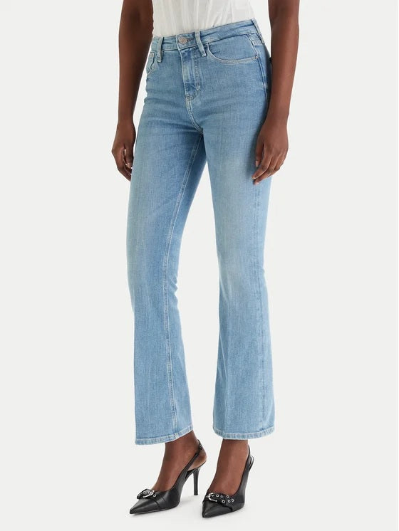 Guess women's sexy flare jeans, stylish denim with a flattering fit, shown in the image with a classic blue wash.