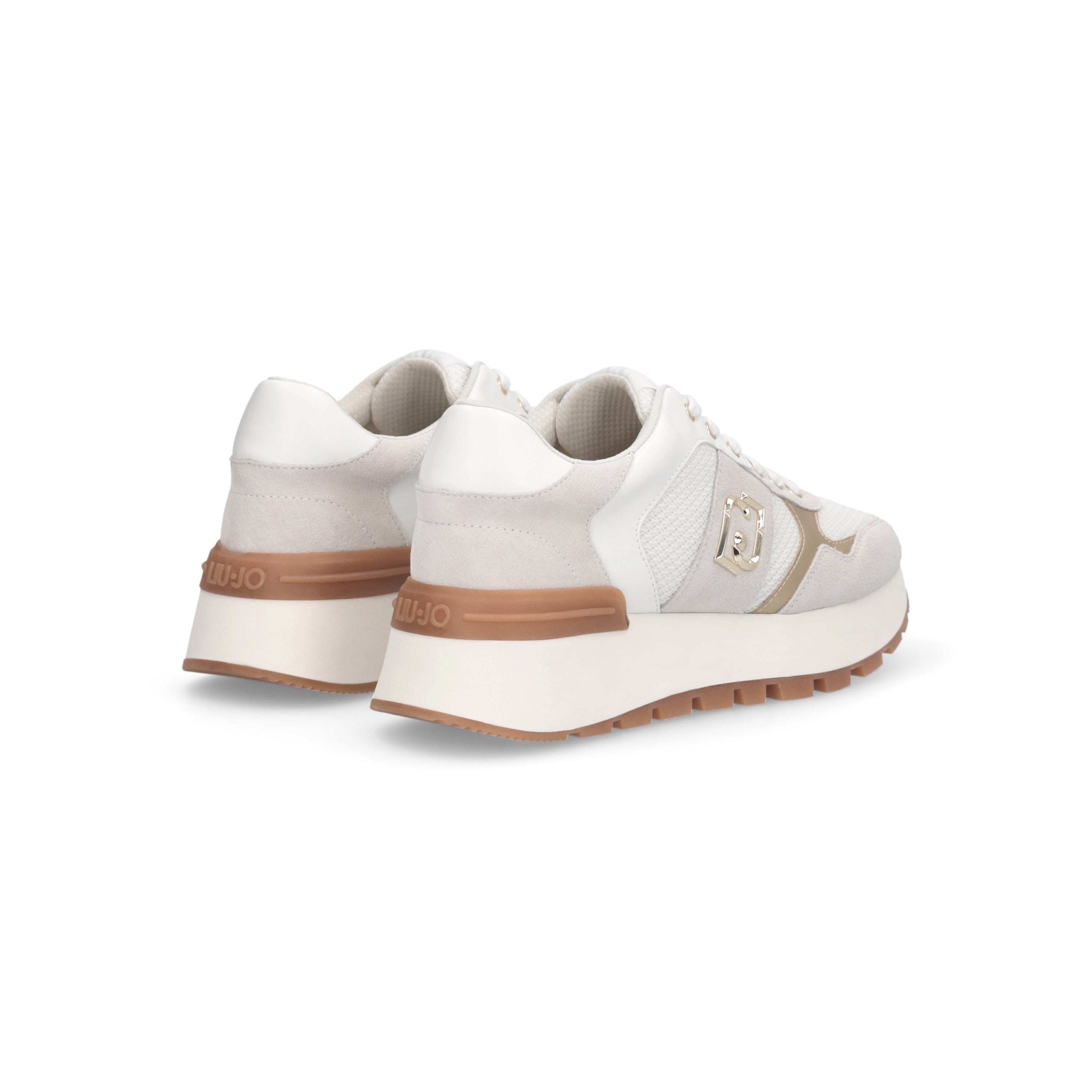 Liu Jo women's sneaker with stylish design, white and beige color, featuring lace-up closure and trendy details.