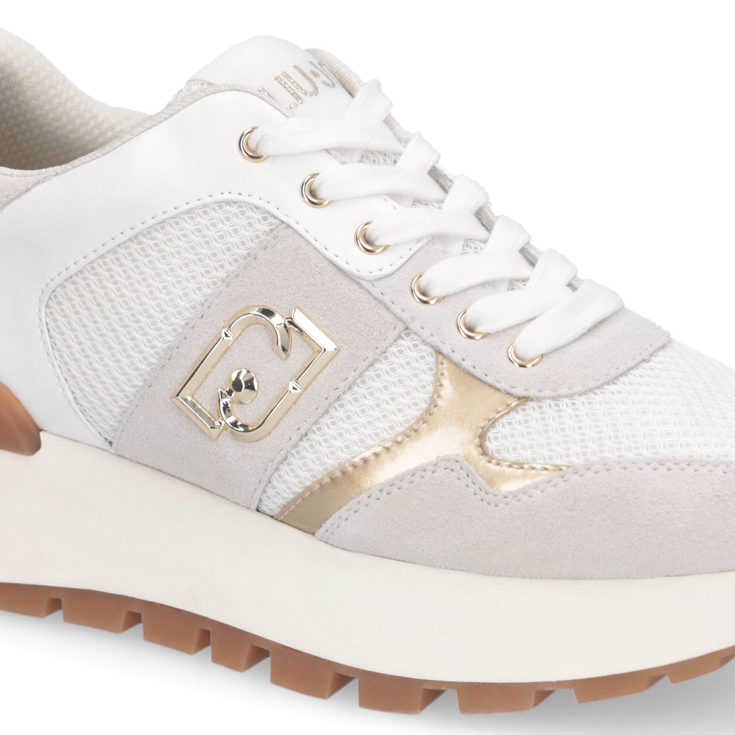 Liu Jo white and beige women's sneaker with stylish design and comfortable sole, perfect for casual wear.
