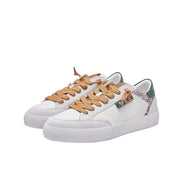 White Olivia Emanuelle Vee sneakers for women, stylish casual shoes with laces and a modern design.