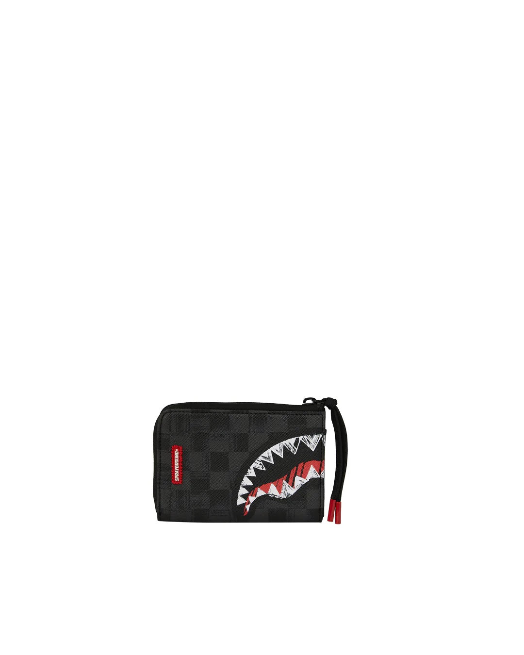 Unisex Scribble Shark Wallet by Sprayground featuring a colorful shark design on a compact accessory wallet.