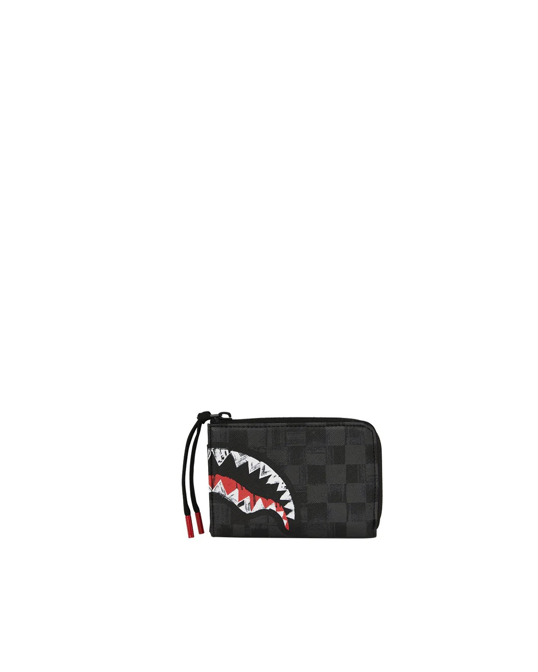 Unisex Scribble Shark Wallet by Sprayground featuring a colorful shark sketch design on a compact wallet.