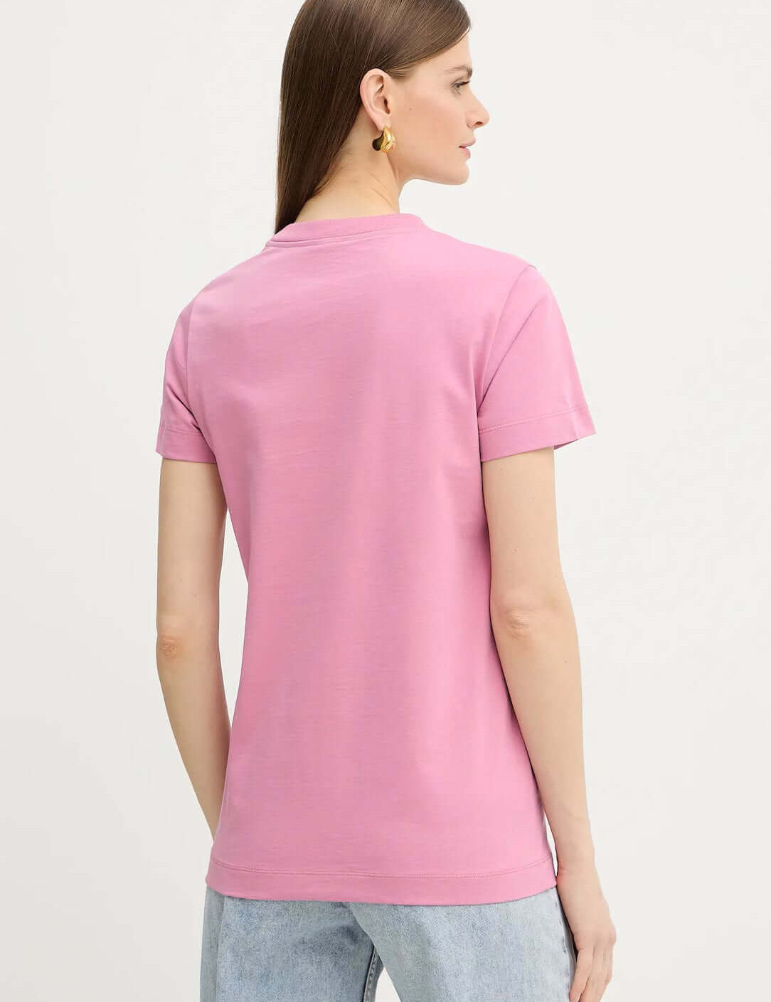 Pinko Donna T-shirt in pink with a casual fit, featuring a crew neckline and short sleeves.