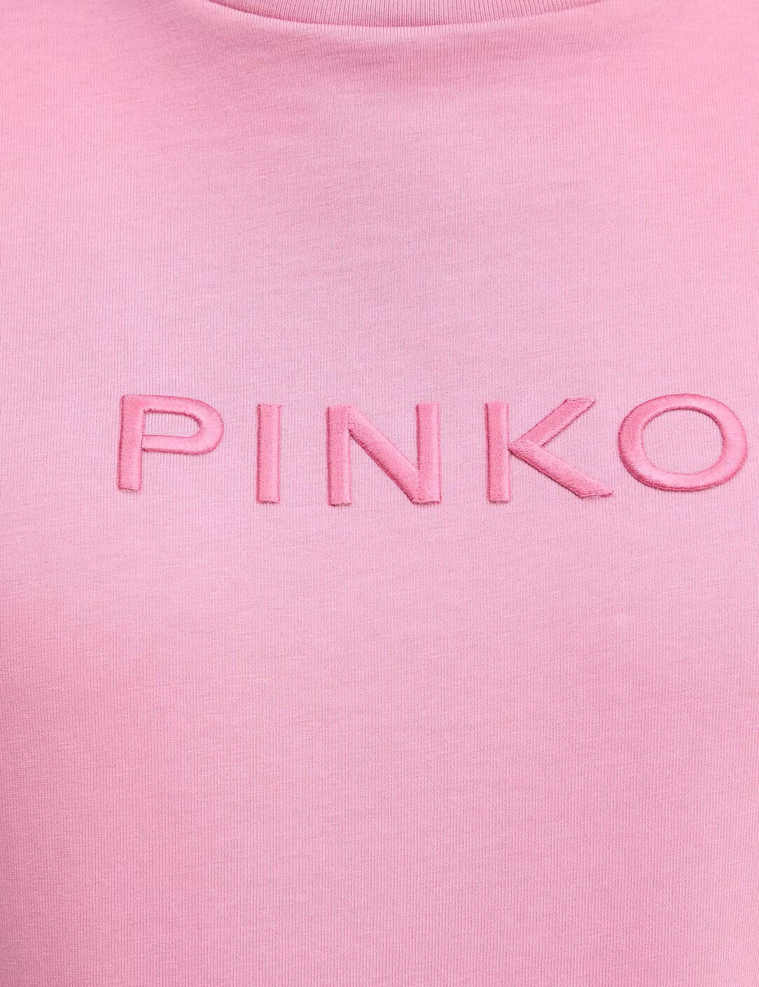 Pinko Donna T-shirt in pink with a relaxed fit and short sleeves, displayed flat on a white background.