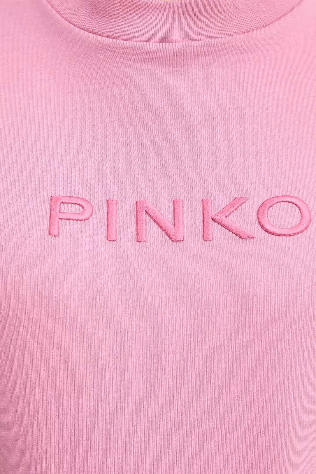 Pinko Donna T-shirt in pink with a relaxed fit and short sleeves, displayed flat on a white background.