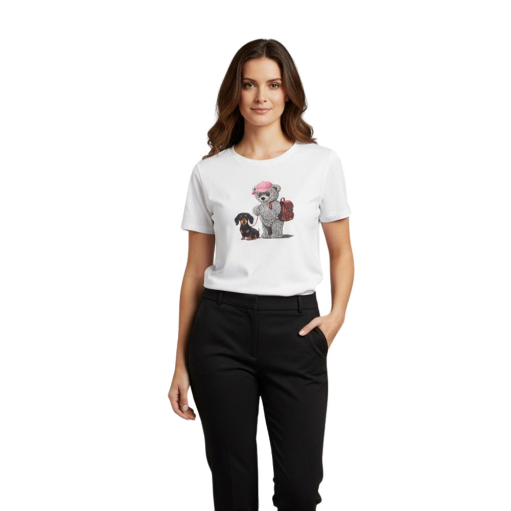 T-shirt stampa con strass Vicolo