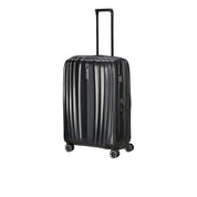 Large Samsonite Nexis Exp trolley with four wheels, sturdy handle, and spacious design for unisex travel use.