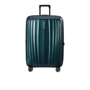 Large Samsonite Nexis Exp trolley with sturdy handle and four wheels, ideal for unisex travel and luggage needs.