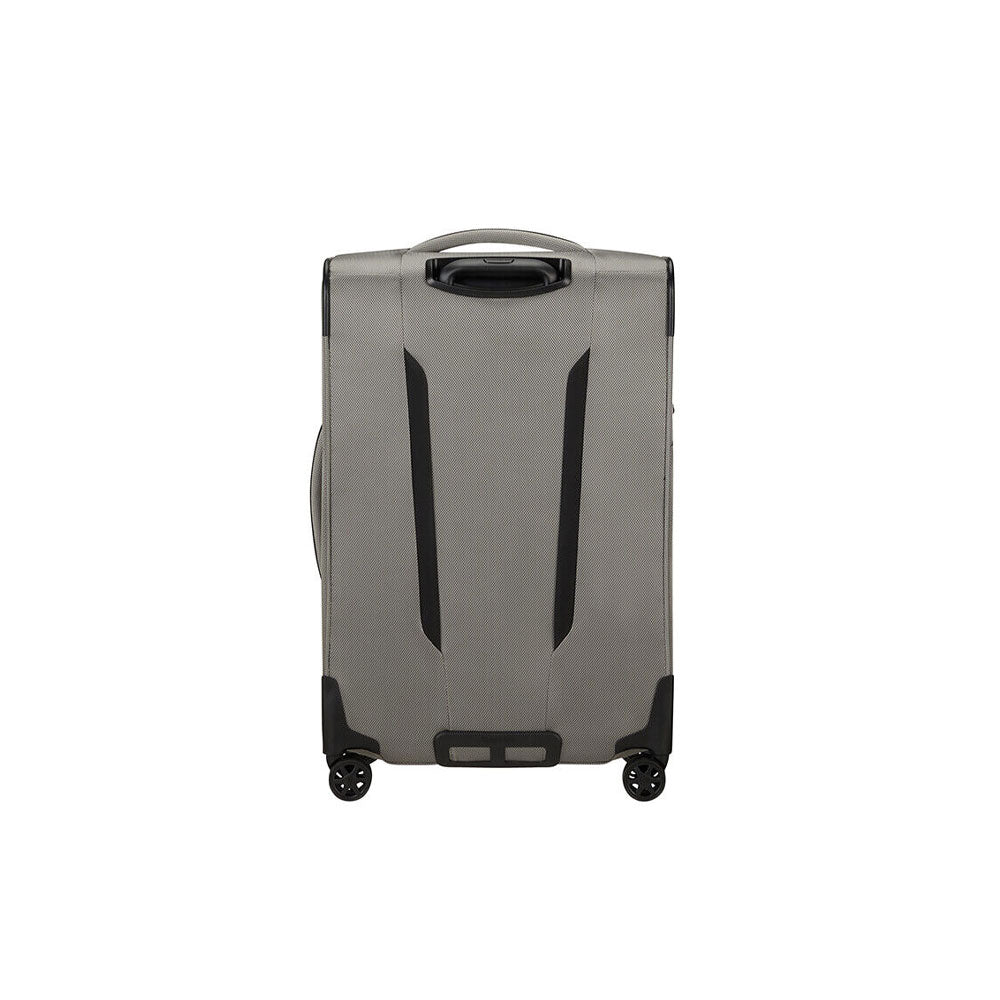 Medium expandable Samsonite Respark trolley with handle and wheels, designed for versatile unisex travel use.