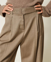 Pantaloni a palazzo in raso opaco Twinset