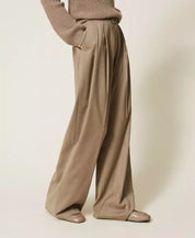 Pantaloni a palazzo in raso opaco Twinset