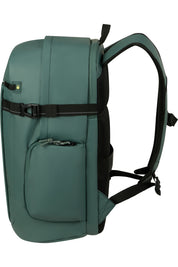 Unisex American Tourister Upventure backpack with a 15.6-inch compartment, black color, and multiple organizational pockets.