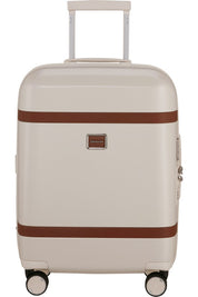 Unisex cabin trolley bag by Samsonite with durable exterior, four wheels, and retractable handle for travel convenience.