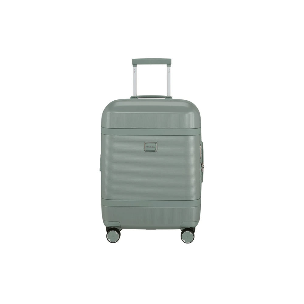 Samsonite cabin trolley luggage for unisex travel, featuring durable carry-on design and easy-to-spot branding.