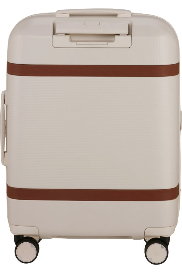 Samsonite cabin trolley luggage with durable hard shell and four wheels, designed for unisex travel and easy carry-on.