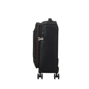American Tourister Wanderlite Cabin Trolley with durable handle and four spinner wheels, designed for unisex carry-on travel.