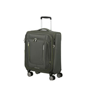 Unisex Wanderlite Cabin Trolley by American Tourister with durable black hard-shell exterior and telescopic handle for travel.