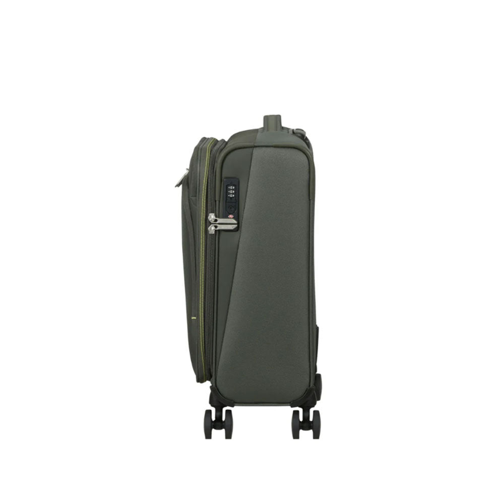 Unisex Wanderlite Cabin Trolley by American Tourister with durable hard-shell design and retractable handle for travel.