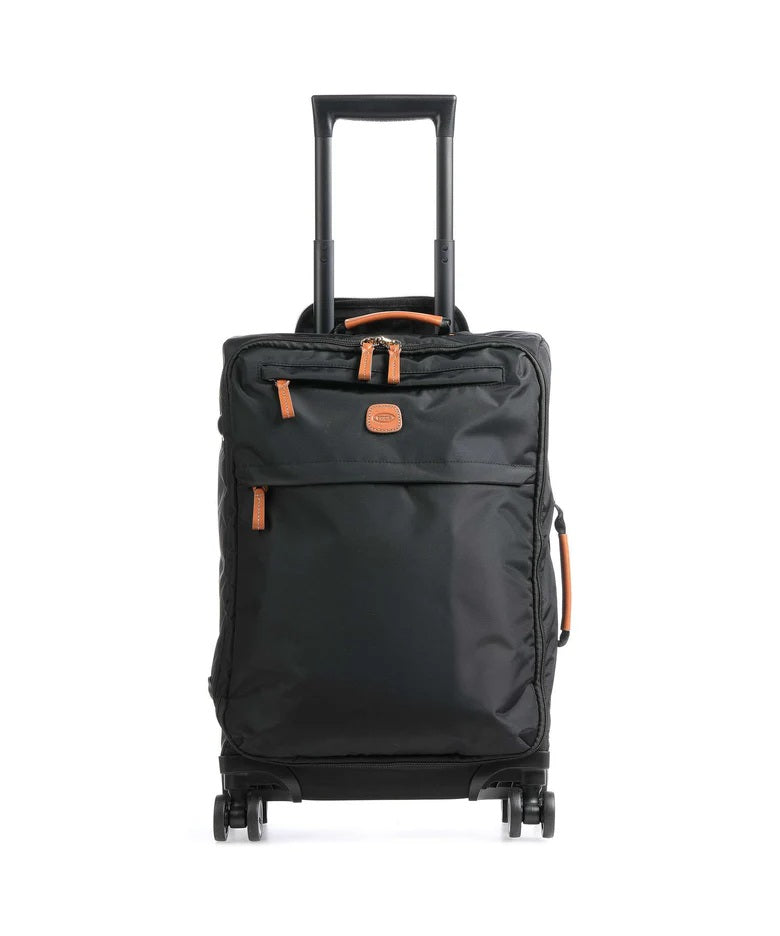 Bric`s X-Travel Trolley Soft Cabin, unisex travel bag with wheels, compact cabin trolley for hand luggage in navy blue fabric.