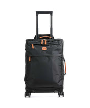 Bric`s X-Travel Trolley Soft Cabin, unisex travel bag with wheels, compact cabin trolley for hand luggage in navy blue fabric.