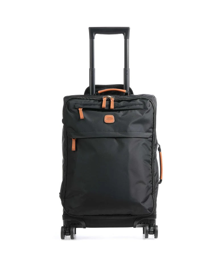 Bric`s X-Travel Trolley Soft Cabin, unisex travel bag with wheels, compact cabin trolley for hand luggage in navy blue fabric.