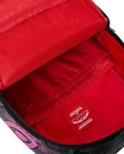 Unisex Sprayground Peanuts Snoopy Pink Stencil backpack with colorful cartoon character design on front panel.