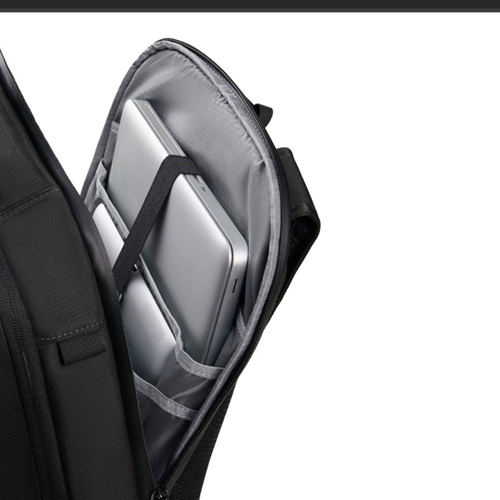 Samsonite Biz2go unisex 15.6-inch laptop backpack with multiple compartments and padded straps for comfortable carrying.