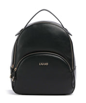 Liu Jo Zaino Manhattan in black with silver accents, stylish women's backpack with multiple compartments and adjustable straps.