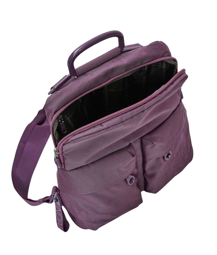 Mandarina Duck MD20 women's backpack in orange with adjustable straps and multiple compartments, stylish and functional accessory.