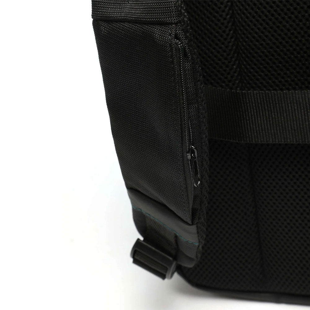 Samsonite Mysight backpack with 14.1-inch laptop compartment, unisex design, black nylon material, front zip pocket and padded straps.