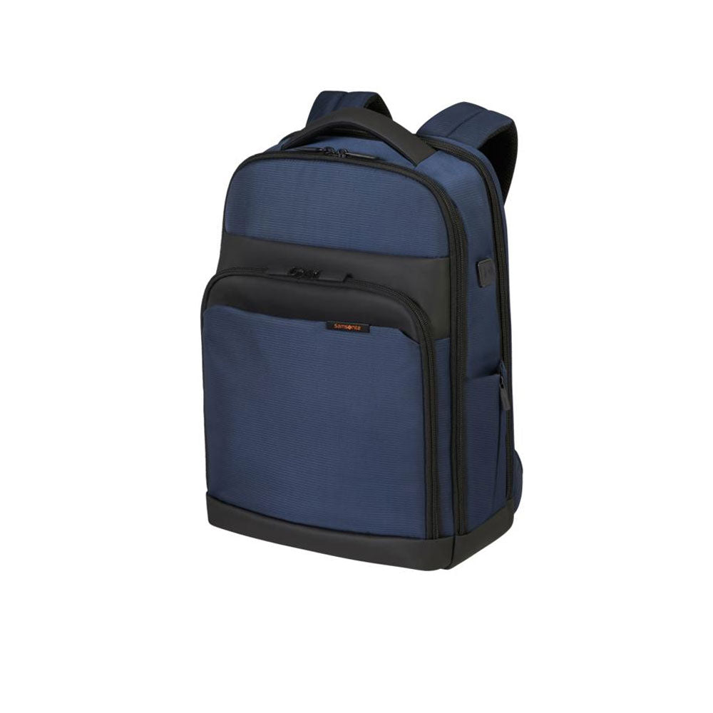 Samsonite Mysight backpack with a 14.1-inch laptop compartment, unisex design, black fabric, multiple zipper pockets, and padded straps.