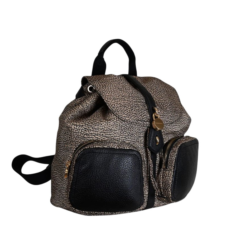 Borbonese Zaino Poche donna shoulder bag with structured design and leather accents, featuring a compact, stylish look.